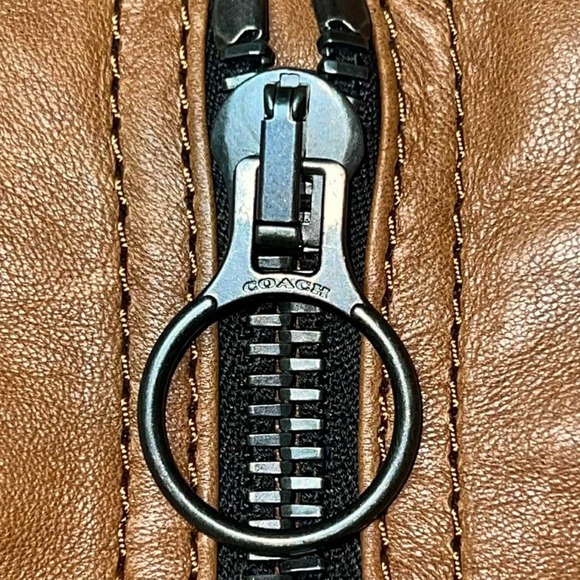 Coach Sheep Leather Brown Men's Biker Motorcycle Jacket Size 50 Zipped Pockets - Picture 9 of 16